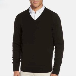 Joseph Men's Cashmere Charcoal V-Neck Sweater | EUC
